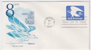 TurtlesTradingPost- Eagle 8 Cent Envelope- 1971 FDC #U557- Fleetwood Cachet - Picture 1 of 1