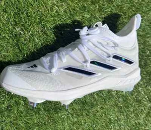 adidas Men’s 7.5 ADIZERO AFTERBURNER 9 NWV Baseball CLEATS White/Black ID1667 - Picture 1 of 6