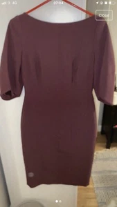 Karen Millen UK 12 Maroon Short Fluid Sleeves Cocktail Formal Pencil Dress - Picture 1 of 2
