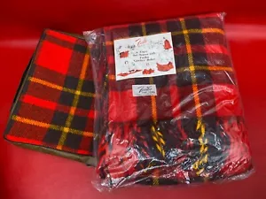 Vintage Faribo Acryl rot kariert Flaum gewebt sorglose Fransendecke Neu in Verpackung - Bild 1 von 9