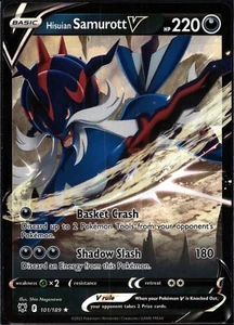 Pokémon TCG Hisuian Samurott V Radianza Astrale 101/189 Holo Ultra Raro - Foto 1 di 2