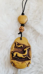 Deer Charm Pendant Fawn Baby Deer Doe Brown With Beads - Picture 1 of 2