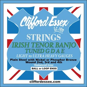 CORDE BANJO TENORE IRLANDESE CLIFFORD ESSEX. FERITA 2A, 3A E 4A. TUTTI I CALIBRI - Foto 1 di 2