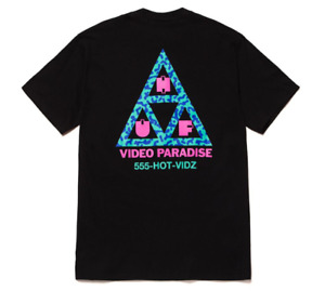 Huf Worldwide Skateboard T-Shirt Tee Video Paradise Triple Triangle Black in M