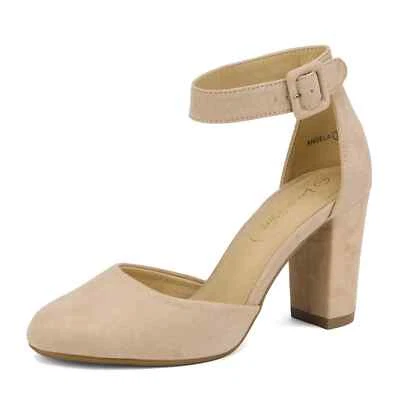DREAM PAIRS Women??s Ankle Strap Close Toe Chunky High Heel Pump Dress Shoes - Image 1 of 2