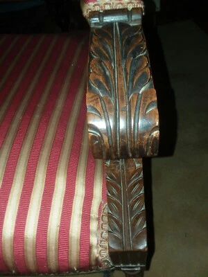 Louis XVI walnut settee antique refurnished - Image 1 of 4