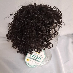 HUA Human Hair Wig Short Curly Black 12+ color name light coffee NEW with Tag - Picture 1 of 4
