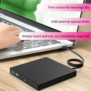 USB 2.0 External DVD Player CD Drive Mp3 Music Movies Portable Reader - Afbeelding 1 van 15