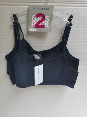Schiesser Teens Bustier Underwear Multipack Top Girl Navy Blue Cotton 16 Years - Image 1 of 4
