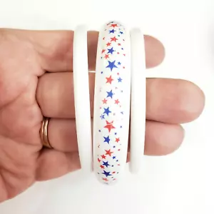 Three Vintage Bangle Bracelets Patriotic Red White Blue Stars Fourth July bn-1 - Picture 1 of 4