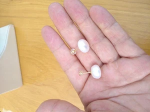 Aretes elegantes de perlas blancas del Mar del Sur AAA+ 10-11 mm oro 14 k P - Imagen 1 de 9