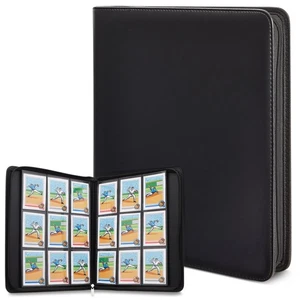 Carpeta de álbum de tarjetas coleccionables 360 tarjetas con cremallera de 9 bolsillos, negra - Imagen 1 de 8