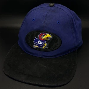 Vintage 90s Kansas Jayhawks Hat Blue Black Cotton University Twins Enterprise - Bild 1 von 4