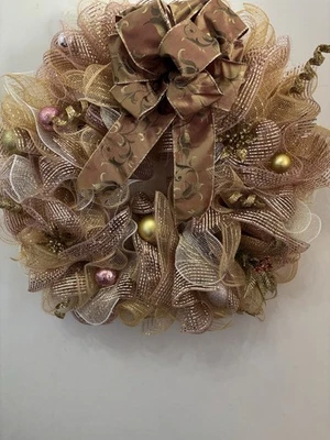 Rose and Gold Beautiful Holiday Wreath 23” - Image 1 of 4