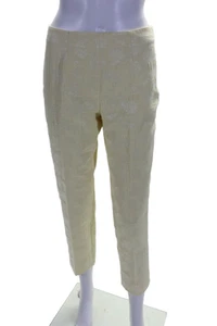 Piazza Sempione Womens Side Zip Mid Rise Pleated Floral Pants Yellow Size IT 42 - Picture 1 of 7