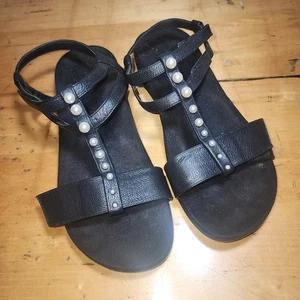 VIONIC 11W Black Mikah Women's Adjustable T-Strap Orthotic Sandals - Picture 1 of 8