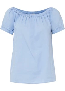 Neu Bluse mit Raglanärmel Gr. 42 Perlblau Damen Carmenbluse Top Shirt Oberteil - Bild 1 von 1