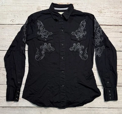 Camisa De Colección Roper Denver Colorado Western Pearl Snap Negra Para Mujer’s Talla S Foto 1 de 4