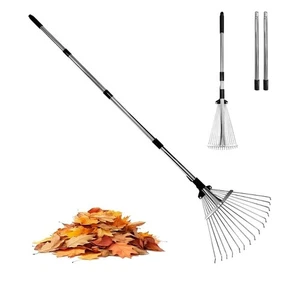 Rastrello da Giardino per Foglie,Rastrello per Foglie Regolabile in Metallo Resistente per Prati,Lungo..224 - Foto 1 di 6