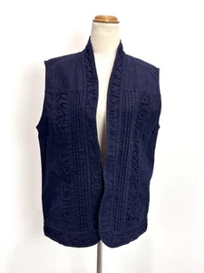 Black Pepper Vest Womens Size 12 L Denim Navy Blue Sleeveless Y2K Grunge Peasant - Picture 1 of 10