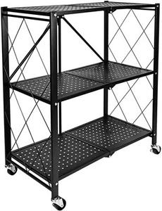 Heavy Duty 3-Tier Foldable Metal Rack, 14.96" D x 27.95" W x 34.25" H Storage... - Picture 1 of 8