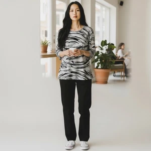 JM Collection Women's Abstract Print Tunic Top 3/4 Sleeve Size L - Picture 1 of 9