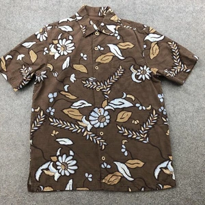 Tommy Bahama Shirt Mens Small Brown Hawaiian Aloha Camp Floral Short Sleeve - Picture 1 of 9