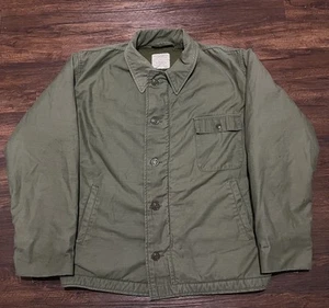Vintage Navy Military Cold Weather Permeable Type 1 A-2 Deck Coat Jacket XL 46-48 - Bild 1 von 10