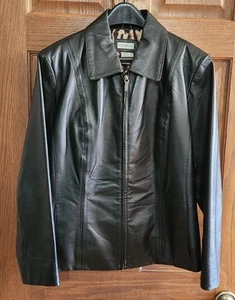 Vintage GEORGE 100% Leather Black Blazer Jacket Large (12/14) - Picture 1 of 4
