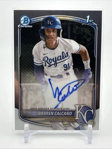 2025 Bowman Chrome Prospect Autographs Warren Calcano 1st Bowman Auto - Picture 1 of 2