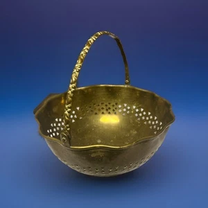 Vintage Solid Brass Basket, Handle has Rabbits, 11.4 Oz Very cool! - Picture 1 of 11