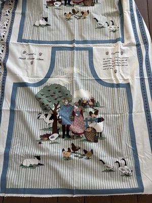 4 Cotton Cut Sew Fabric Panel Concord French Country Apron Farm Couple Animals - Image 1 of 4