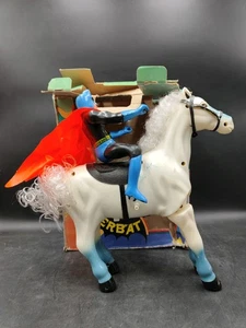SILVERBAT Vintage BATMAN on Horse Box Battery Operated Taiwan CHUAN SHIN - Picture 1 of 6