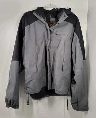 Timberland Weather Gear Gore-Tex Gray Black Hooded Rain Coat Jacket Men Sz Large - Image 1 of 4