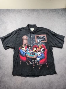 Vintage Big Dogs Hemd Herren X-Large schwarz Hunde spielen Poker Grafik Knopfleiste Karten - Bild 1 von 9