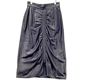 Cavin Firenze Midirock schwarz Kunstleder gerafft Made in Italy Größe S - Bild 1 von 11