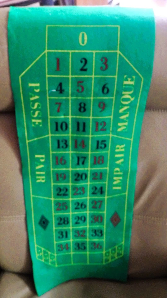 Alfombra de mesa de rueda de ruleta de fieltro verde vintage - par/pasar y deterioro/manque Foto 1 de 1