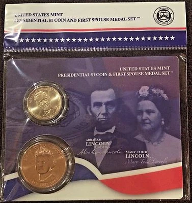2010 ABRAHAM LINCOLN Presidential $1 Coin MARY TODD  First Lady Spouse Medal Set - Image 1 of 2