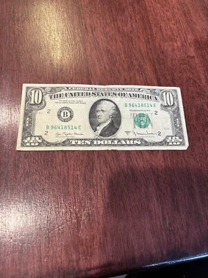 1977A $10 Ten Dollar Bill US Note B96418514E - Image 1 of 2