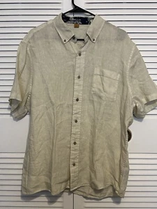 Pure Tec Cool Button Up Crème XL Linen - Picture 1 of 4