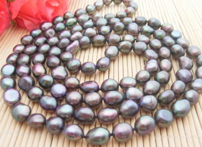 Natural! 46" 12MM Black Baroque Pearl Necklace - Image 1 of 4