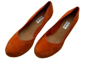 Clarks Shoes Women Size 37 Real Suede Orange High Heel Court Size 4 - Picture 1 of 11