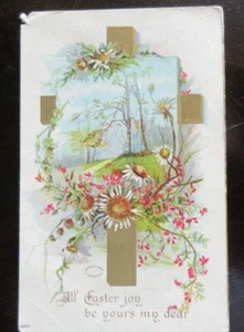 De colección 1911 Usada POSTAL DE PASCUA SERIE 420 FLORES CRUZADAS JULIUS BIEN - Imagen 1 de 4