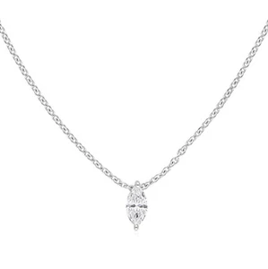 0.40 Ct Lab Grown CVD Marquise Solitaire Diamond Pendant Necklace 14k White Gold - Picture 1 of 7