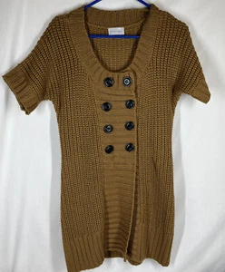 Cárdigan Suéter Túnica Dorado Manga Corta Lana/Acrílico Suave Surroundings Talla M - Imagen 1 de 6