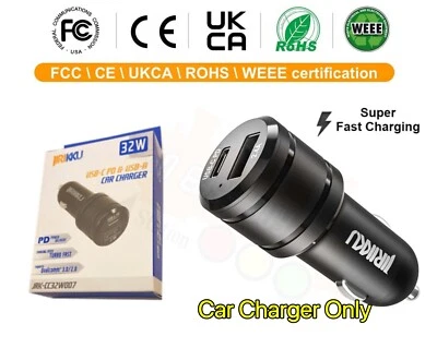 PD 32W carregador de carro USB-C portas duplas kit adaptador de carregamento rápido para iPhone Samsung - Imagem 1 de 4