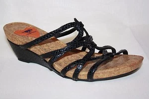 ROCKET DOG BLACK STRAPPY SLIP ON WEDGE HEEL SLIDES SANDALS WOMENS SZ 6 M - Picture 1 of 9