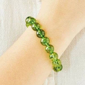 Natural Peridot Stone Bracelet 8mm Crystal Stretch Bracelet Handmade Gift - Picture 1 of 4