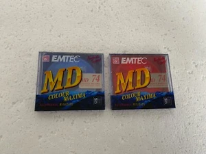 2 x EMTEC BASF Colour Maxima Recordable Mini Discs, 74 Mins - NEW & SEALED - Imagen 1 de 3