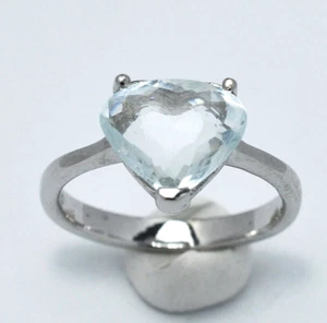 BELLISSIMO L'ANELLO IN ARGENTO 925 CON ACQUAMARINA NATURALE 2,20 CT - Foto 1 di 7